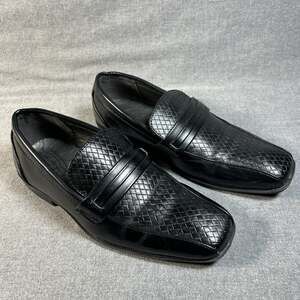 Felipe Stefano Mason Boys Black Woven Penny Loafers Dress Shoes Size 2M